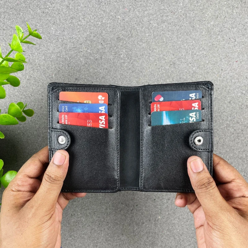 Multifuntional Small Moto Wallet-Black