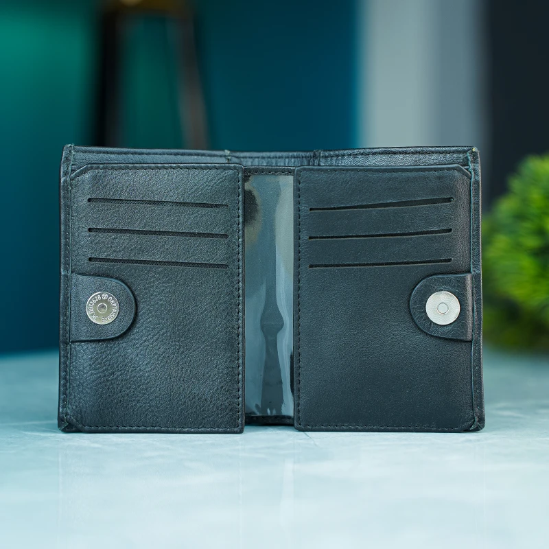 Multifuntional Small Moto Wallet-Black