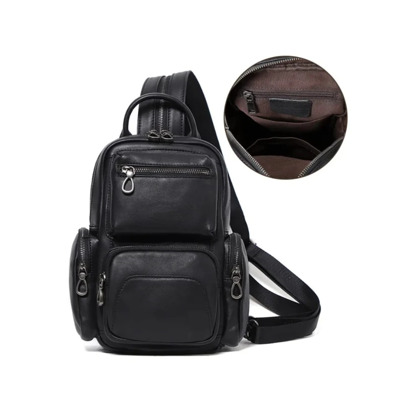 Luxury Leather Crossbody Chest Bag Vintage