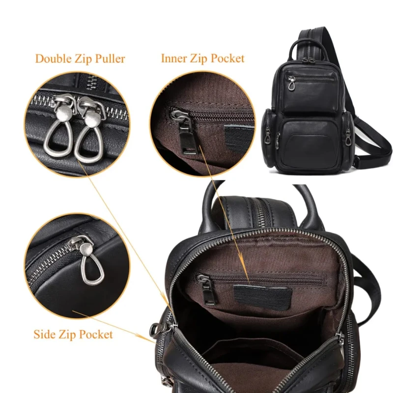 Luxury Leather Crossbody Chest Bag Vintage